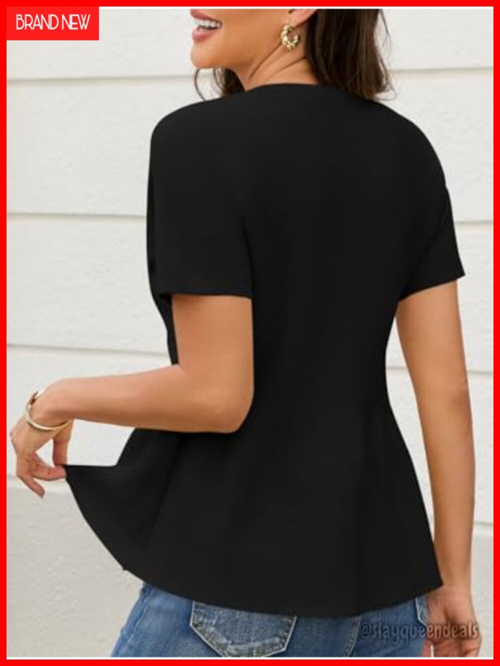 Short Sleeve Babydoll Cardigan with Button Closure and Flare Hem - Picture 5 of 6
